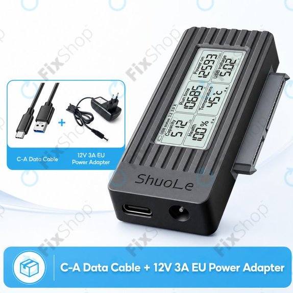 Αντάπτορας USB-C / USB 3.0 σε SATA για HDD/SSD με οθόνη, 12V/3A EU