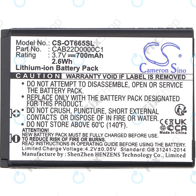 Μπαταρία για Alcatel One Touch 2010D, 700mAh, Li-ion, 3.7V, CAB22D0000C1, HQ