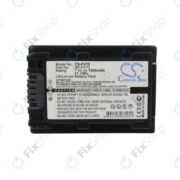 Μπαταρία για Sony DCR-DVD, HC, SR, HDR-CX, HC, PJ, XR, NEX-VG, 1500mAh, Li-Ion, 7.4V, NP-FV70, HQ
