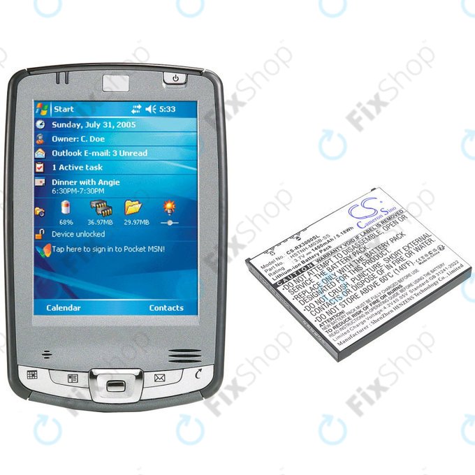 Μπαταρία για HP Compaq iPAQ rx3000, rx3115, rx3700, hx2110, hx2790, 1400mAh, Li-Ion, 3.7V, HSTNH-M03B-SS, HQ