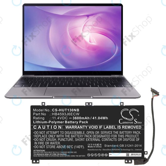 Μπαταρία για Huawei MateBook 13, 13 i7, 3600mAh, Li-Pol, 11.4V, HB4593J6ECW, HQ