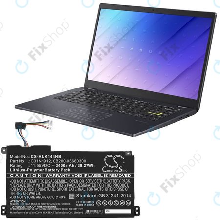 Μπαταρία για Asus Vivobook 14, E510, 3400mAh, Li-Pol, 11.55V, C31N1912, HQ