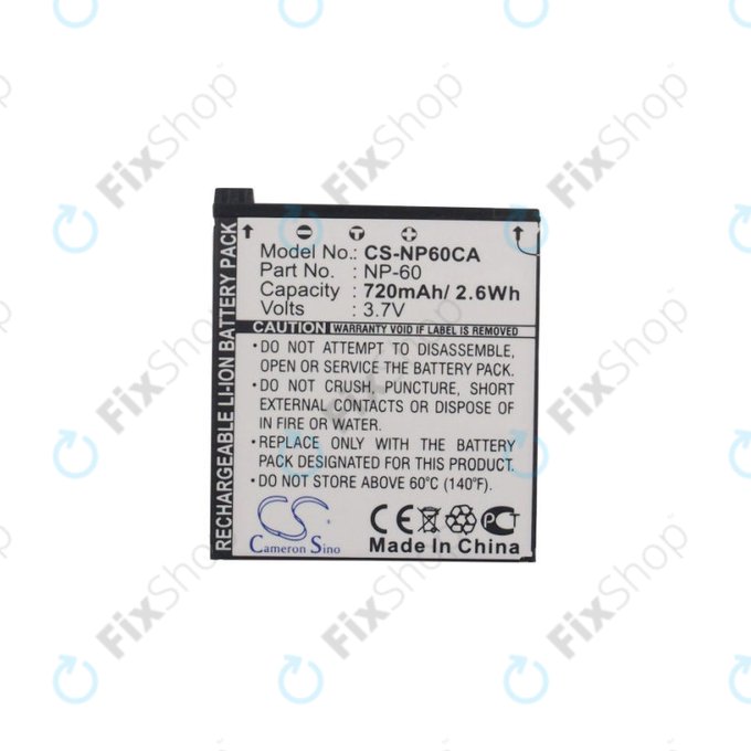 Μπαταρία για Casio Exilim Zoom EX-Z19, EX-Z85, EX-Z9, 720mAh, Li-Ion, 3.7V, NP-60, HQ