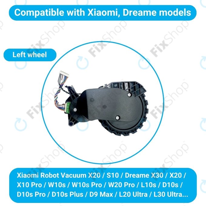 Τροχός με Κινητήρα (Αριστερός) για Xiaomi Robot Vacuum X20 | S10 | Dreame X30 | X20 | X10 Pro | Μαύρο | Black