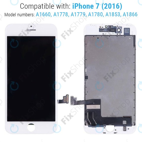 Οθόνη για iPhone 7, White, Αφής με πλαίσιο