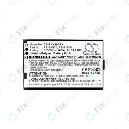 Μπαταρία για Flysky FA605, FS-GT2B, FS-I10, 1600mAh, Li-Pol, 3.7V, FS-BA800, HQ