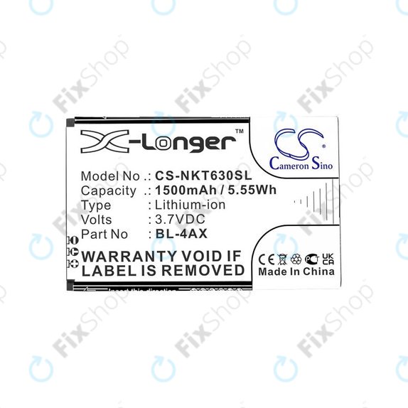Μπαταρία για Nokia 6300 4G, Nokia 8000 4G, 1500mAh, Li-Ion, 3.7V, BL-4AX, HQ