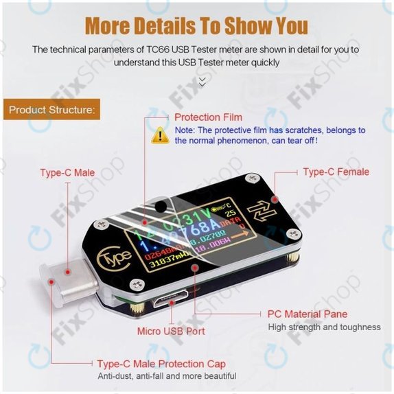 USB Πολύμετρο (USB-C) για Joy-it JT-TC66C