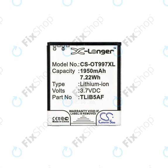 Μπαταρία για Alcatel One Touch 997, X Pop, TCL S710, S800, 1950mAh, Li-Ion, 3.7V, TLiB5AF, HQ