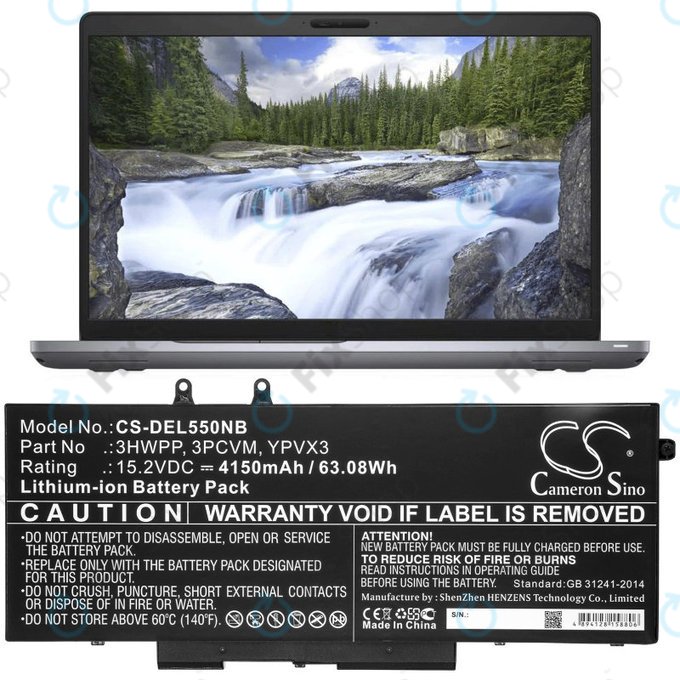 Μπαταρία για Dell Latitude 5501, Latitude 5401, Latitude 14 5410, Latitude 15 5511, 4150mAh, Li-Ion, 15.2V, 3HWPP, HQ