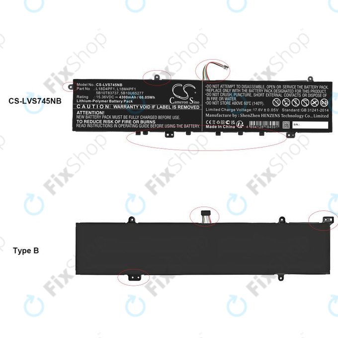 Μπαταρία για Lenovo Yoga, 4300mAh, Li-Pol, 15.36V, L18D4PF1, HQ
