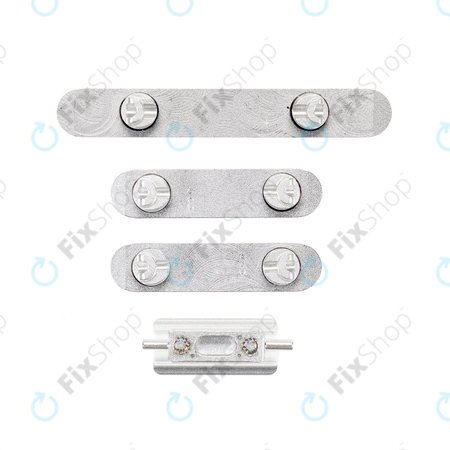 Σετ Πλαϊνών Κουμπιών για iPhone XS | Λειτουργίας + Έντασης + Σίγασης | Ασημί | Silver