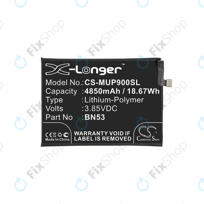 Μπαταρία για Xiaomi Redmi Note 9 Pro, 4850mAh, Li-Pol, 3.85 V, BN53, HQ