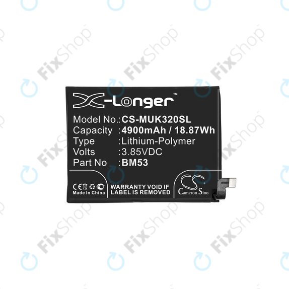 Μπαταρία για Xiaomi Mi 10T 5G, Mi 10T Pro 5G, BM53, 4900mAh, HQ
