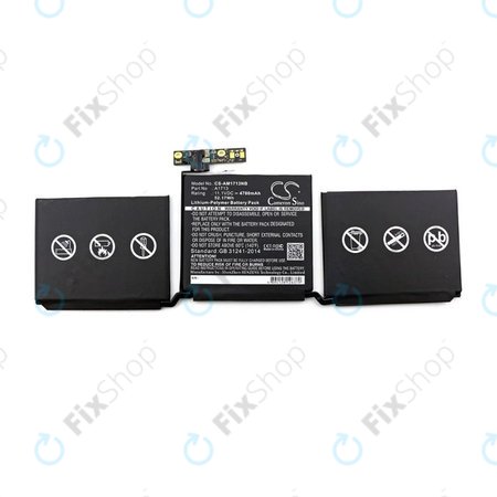 Μπαταρία για MacBook Pro 13", Τέλη 2016 – Μέσα 2017, A1708, A1713, 4700mAh, HQ