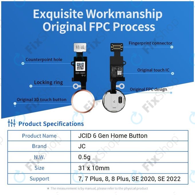 Κουμπί Αρχικής Οθόνης JCID 7 Gen για iPhone 7 | 7 Plus | 8 | 8 Plus | SE (2020) | SE (2022) | Space Gray | Μαύρο | Black