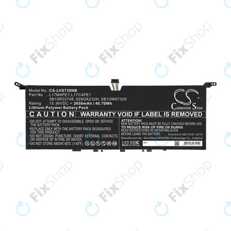 Μπαταρία για Lenovo IdeaPad 730-13, 2650mAh, Li-Pol, 15.36V, 5B10R32748, HQ