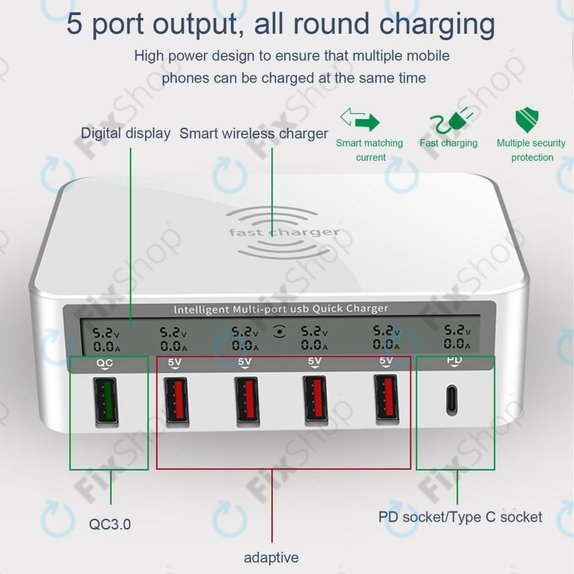 WLX-818F Σταθμός φόρτισης σέρβις με USB 3.0 και USB-C