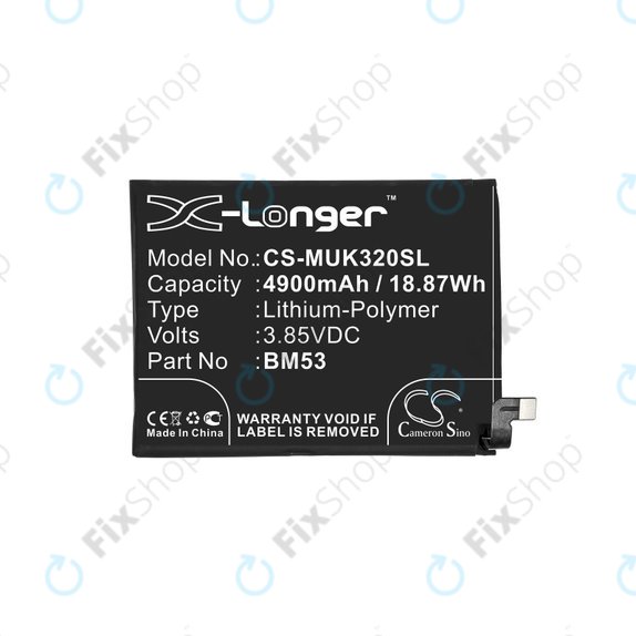 Μπαταρία για Xiaomi Mi 10T 5G M2007J3SY, 4900mAh, Li-Pol, 3.85 V, BM53, HQ