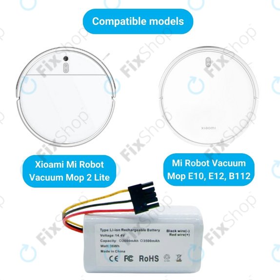 Μπαταρία για Xiaomi Mi Robot Vacuum Mop 2 Lite, E10, 14.4V, 2600mAh
