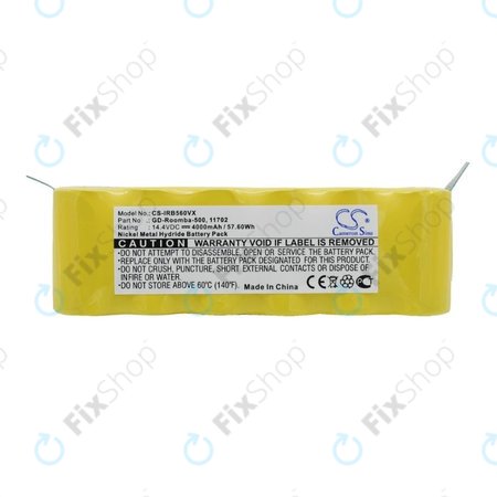 Μπαταρία για iRobot Roomba 500, 600, 700, 800, 900-series, R3, Scooba 450, Vileda 137173, 11702, GD-Roomba-500, VAC-500NMH-33, 14.4V, 4000mAh, HQ