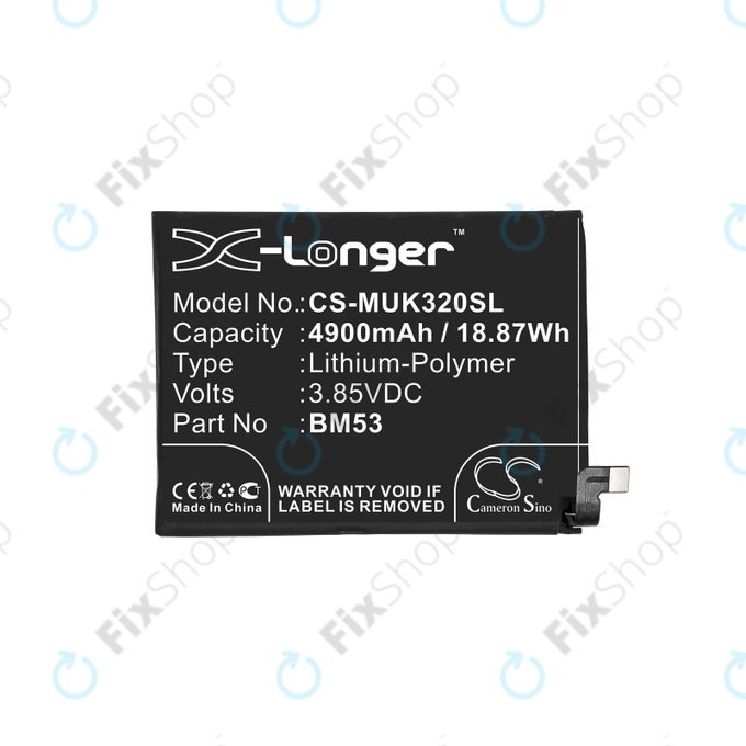 Μπαταρία για Xiaomi Mi 10T 5G M2007J3SY, 4900mAh, Li-Pol, 3.85 V, BM53, HQ
