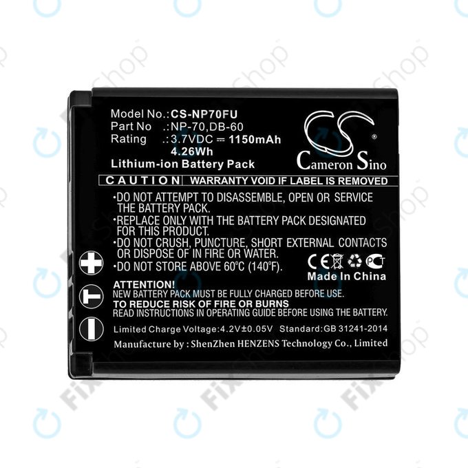 Μπαταρία για Panasonic Lumix DMC-FX01, 1150mAh, Li-Ion, 3.7V, CGA-S005, HQ