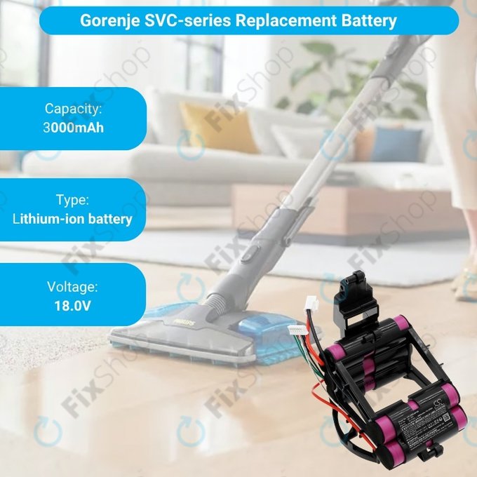 Μπαταρία για Gorenje SVC-series, 861789, 18.0V, 3000mAh, HQ