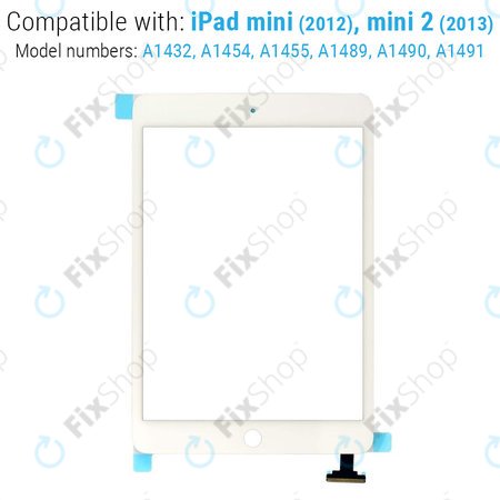 Οθόνη αφής με υποδοχή IC για iPad Mini, Mini 2, Λευκό, White