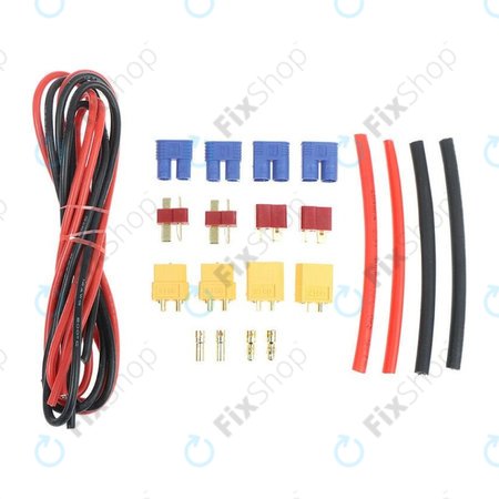 Σετ Συνδέσμων Μπαταρίας (T-plug, EC3, XT60, Καλώδιο Σιλικόνης & Θερμοαναδιπλούμενο) για Amass
