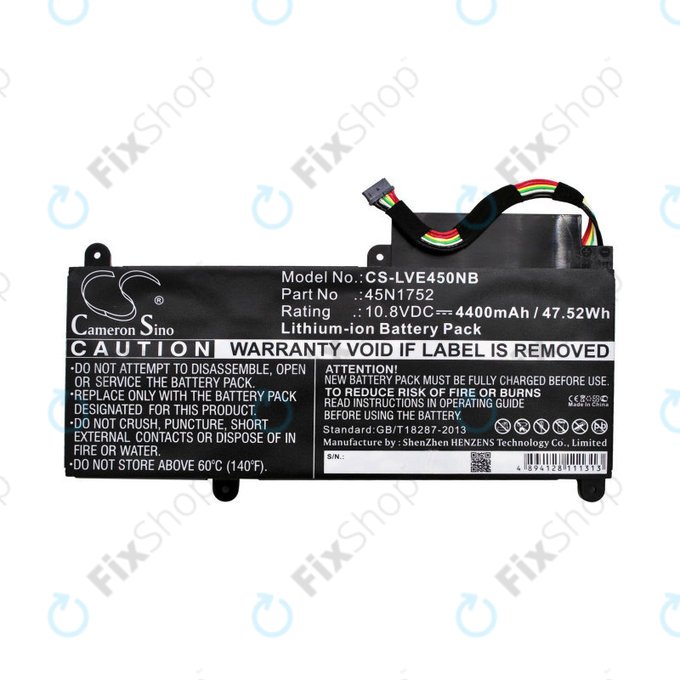 Μπαταρία για Lenovo ThinkPad E450, E455, E460, E465, T470p, ThinkPad Edge E450 i7, 4400mAh, Li-Ion, 10.8V, 45N1752, HQ