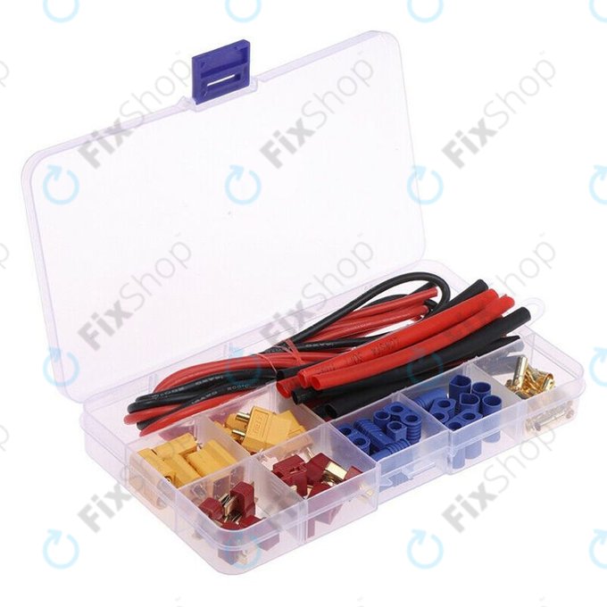 Σετ Συνδέσμων Μπαταρίας (T-plug, EC3, XT60, Καλώδιο Σιλικόνης & Θερμοαναδιπλούμενο) για Amass