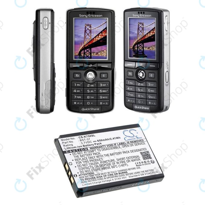 Μπαταρία για Sony Ericsson, 650mAh, Li-Ion, 3.7V, BST-37, HQ