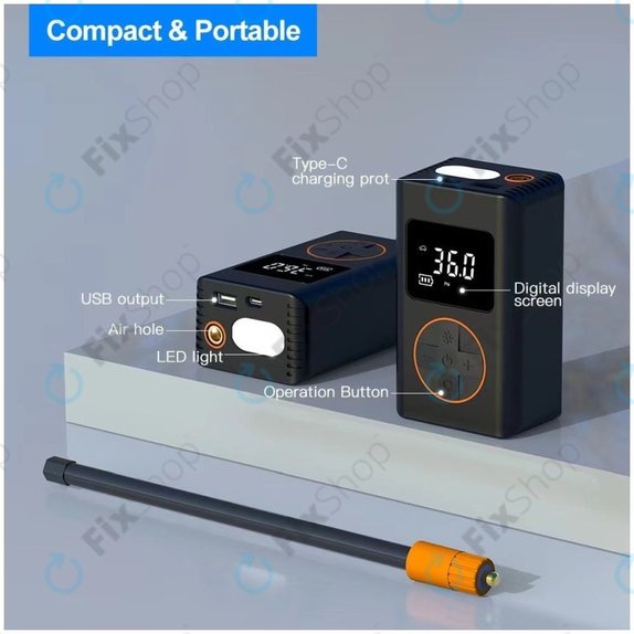 Portable electric Air compressor with accessories | 7.4V, 1800mAh