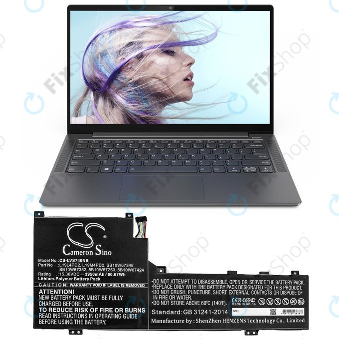 Μπαταρία για Lenovo Yoga S740 14, IdeaPad S740-14IIL, 3950mAh, Li-Pol, 15.36V, L19L4PD2, HQ