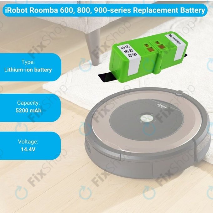 Μπαταρία για iRobot Roomba 600, 800, 900-series, 4502233, 4374392, 2130LI, 14.4V, 5200mAh, HQ