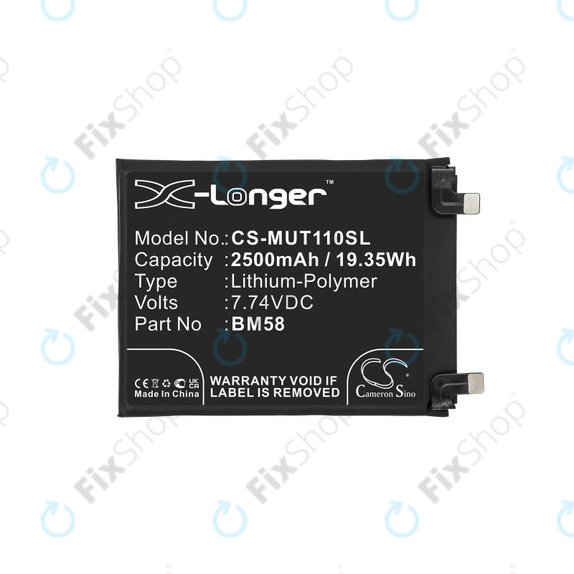 Μπαταρία για Xiaomi 11T Pro, 2500mAh, Li-Pol, 7.74 V, BM58, HQ