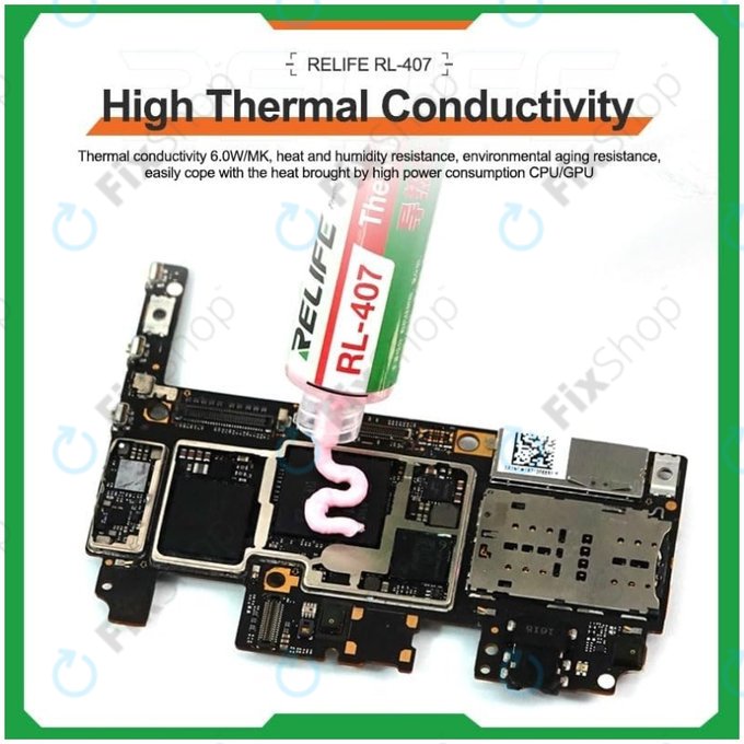 Θερμική πάστα σιλικόνης Relife RL-407, 6 W/mK, 20g, ροζ