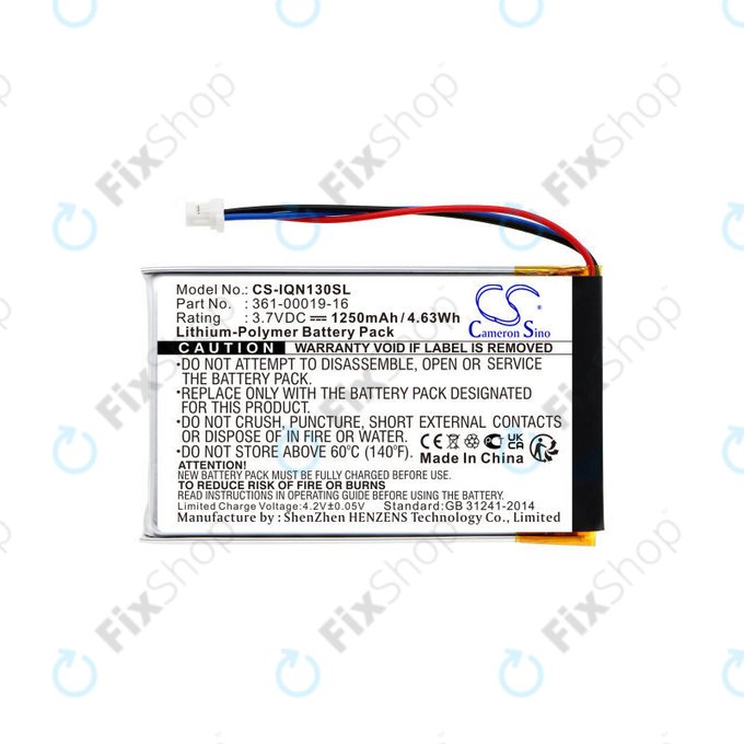 Μπαταρία για Garmin Nüvi 1300, 1350, 1370, 1390, 1490, 1250mAh, Li-Pol, 3.7V, 361-00019-16, HQ