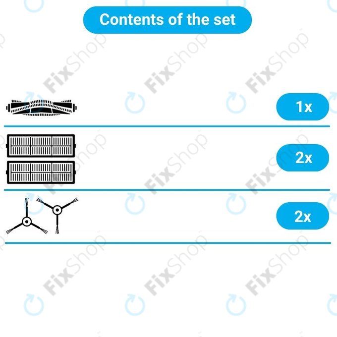 Σετ ανταλλακτικών για Xiaomi Mi Robot Vacuum Mop (Mijia 1C), 2 (Mijia 2C) 2 Pro+ (Mijia 1T) (1x Κύρια βούρτσα, 2x Φίλτρο, 2x Πλαϊνή Βούρτσα)
