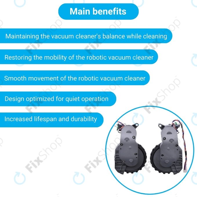 Αριστερός & Δεξιός Τροχός με Κινητήρα για Xiaomi Roborock S5 Max | S6 Pure | S7 | Γκρι | Grey