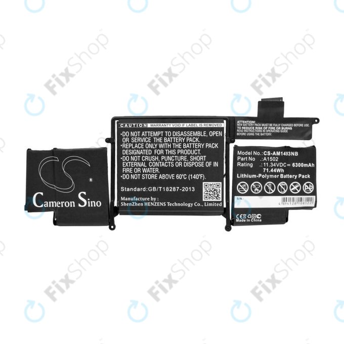 Μπαταρία για MacBook Pro 13", Τέλη 2013 – Μέσα 2014, A1502, A1493, 6300mAh, HQ