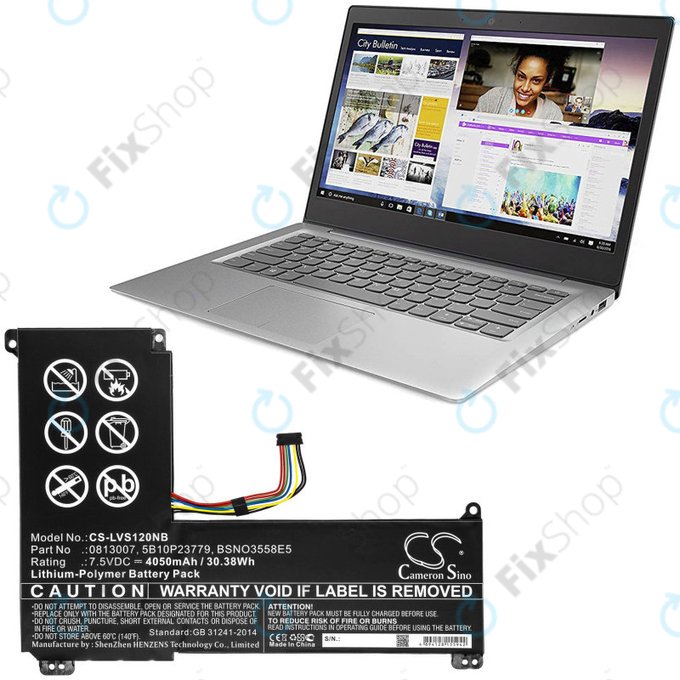 Μπαταρία για Lenovo IdeaPad 120S, 4050mAh, Li-Pol, 7.5V, 0813007, HQ