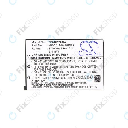 Μπαταρία για Casio Exilim Card Ex-S880, 650mAh, Li-Ion, 3.7V, NP-20, HQ