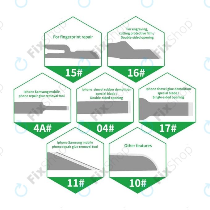 Σετ Λεπίδων Αφαίρεσης Κόλλας CPU Remove 8in1 για Relife RL-101B