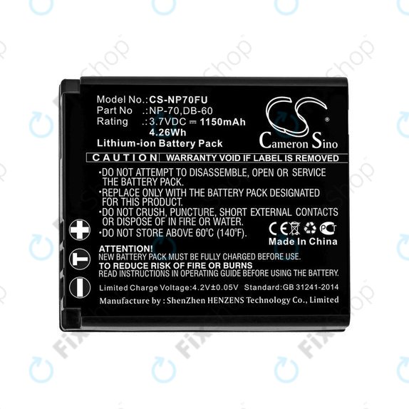 Μπαταρία για Panasonic Lumix DMC-FX01, 1150mAh, Li-Ion, 3.7V, CGA-S005, HQ