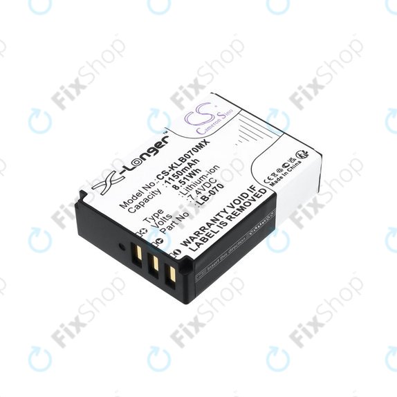 Μπαταρία για Kodak PIXPRO S1, AZ651, AZ652, AZ901, 1150mAh, Li-Ion, 7.4V, LB-070, HQ