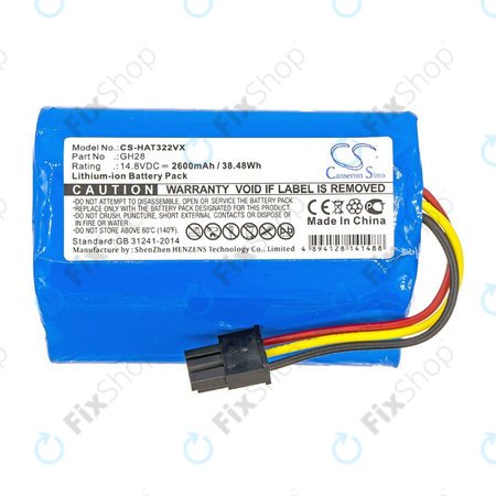 Μπαταρία για Fomt R620c, Haier T322, J300s, Liectroux DH860, TCL S15, Tomefon, 2600mAh, Li-Ion, 14.8V, GH28, HQ