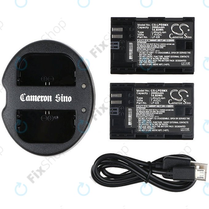 2 baterie z ładowarką doCanon EOS 5D Mark II, EOS 7D, 2000mAh, Li-Ion, 7.4V, LP-E6, HQ