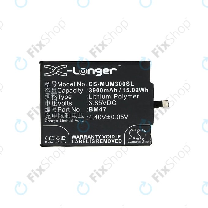 Μπαταρία για Xiaomi Redmi 3, 3S, 3 Pro, 4X, BM47, 3900mAh, HQ